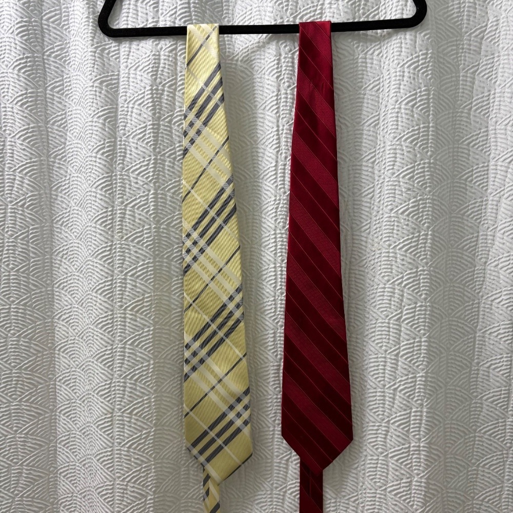 Ermenegildo Zegna w/seam‎ rip & Bugatti Necktie Set, Silk Designer Ties, Luxury